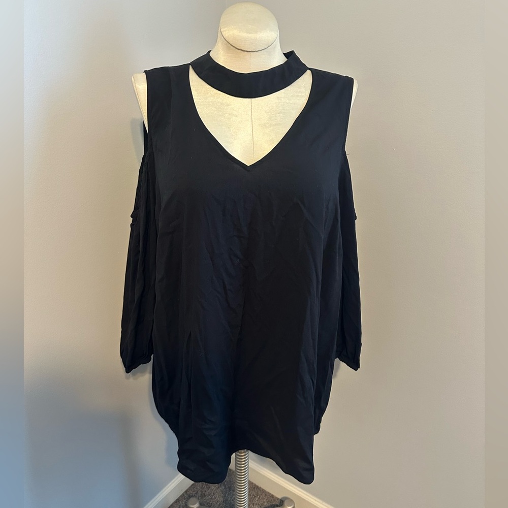 NWT Torrid Black Choker Neck Blouse